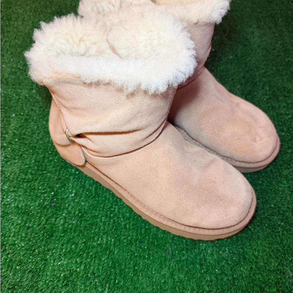 UGG Classic Mini Twist Chestnut Suede Fur Boots Womens Size 6 - Picture 6 of 11